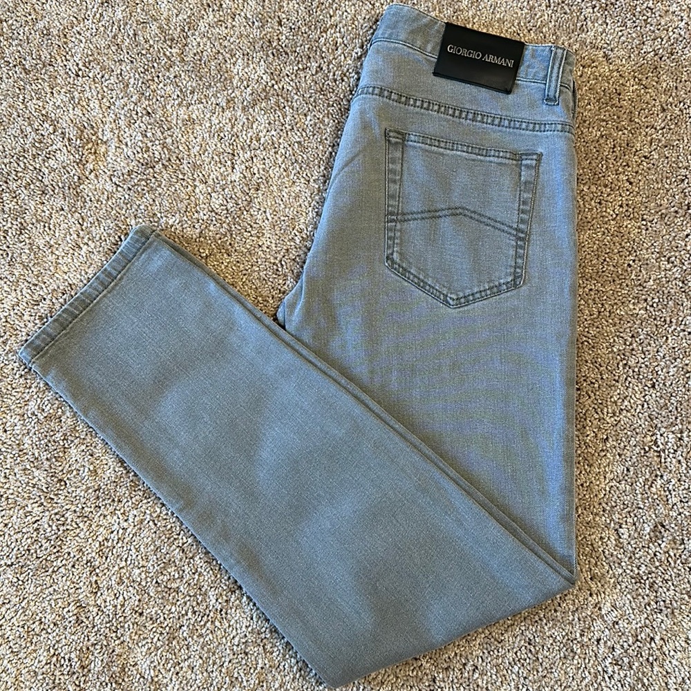 Giorgio Armani gray flex jeans. Size 33” waist with 32” inseam. Like new cond.